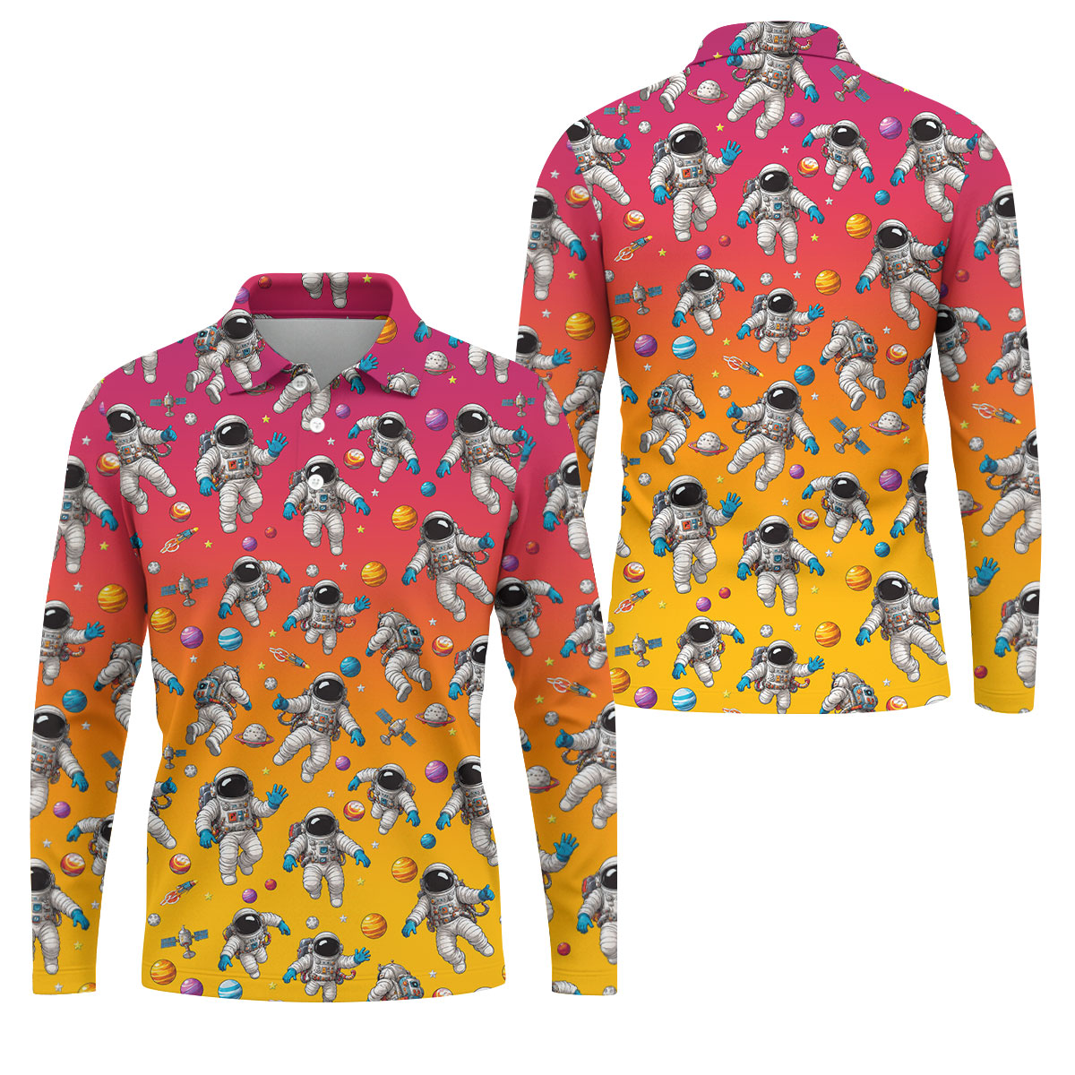 Space Astronaut Hawaiian Golf Shirt, Men's Golf Shirt, Polo Shirts For Men
