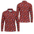Funny Christmas Characters Golf Pose Red Golf Shirt, Christmas Golf Shirt, Polo Shirts For Men