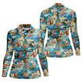 Women's Tropical Santa Surf Vacation Golf Shirt, Christmas Golf Shirt, Women’s Golf Apparel