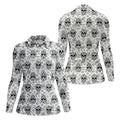 Sugar Skull Paisley Pattern Golf Polo Shirt, Ladies Golf Shirts, Women's Golf Apparel