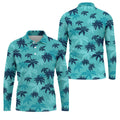 Turquoise Palm Tree Tropical Golf Shirt, Men's Polo Shirt, Hawaiian Golf Shirt, Performance Golf Shirt