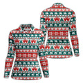 Christmas Reindeer Bells Snowflake Golf Polo Shirt, Women’s Golf Apparel, Ladies Golf Top