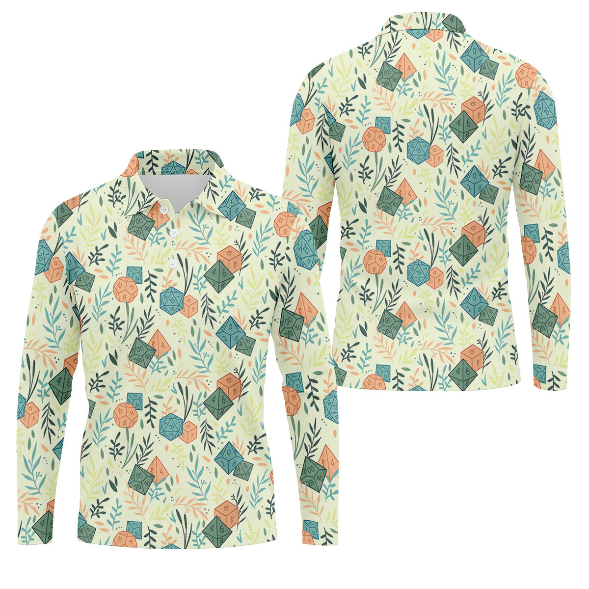 Polyhedral Dice Dragon Game Tropical Vibe Golf Tops For Men, Polo Shirts For Men, Golf Shirts For Men