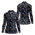 Colorful Dinosaur Hawaiian Golf Shirt, Cute Golf Outfit, Women's Golf Tops, Ladies Golf Shirts