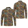 Colorful Sugar Skull Halloween Polo Shirt, Golf Shirts For Men, Golf Apparel For Men