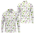 Pink Flamingo Golf Cart Cactus Hawaiian Golf Shirt, Mens Golf Polo, Golf Apparel For Men