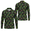 Mushroom And Skull Neon Pattern Hawaiian Golf Shirt, Men's Funny Golf Shirts