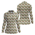 Cute Potted Cactus Pattern Golf Polo Shirt, Ladies Golf Tops, Women's Golf Polo