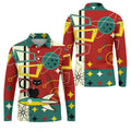 Geometric Abstraction Atomic Cat Hawaiian Golf Shirt, Retro Golf Shirt, Polo Shirts For Men