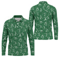 Stick Figure Golf Pose Shamrock Golf Shirt, St Patrick's Day Golf Tops For Men, Polo Shirts For Men