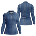 Blue Funny Middle Finger Golf Pattern Polo Shirt, Women's Golf Polo, Ladies Golf Top