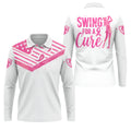 Swing For A Cure Pink Flag Breast Cancer Polo Shirt, Men's Golf Shirt, Printed Golf Shirts
