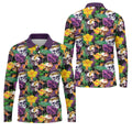 Tropical Sugar Skull Floral Golf Polo Shirt, Golf Shirts For Men, Printed Golf Shirts