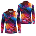 Colorful Broken Glass Abstract Golf Polo Shirt, Golf Shirts For Men, Printed Golf Shirts