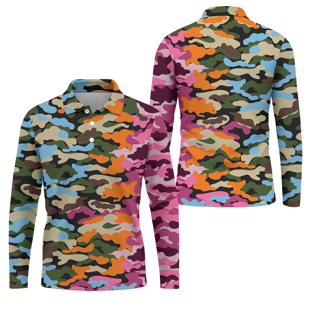 Rainbow Camouflage Golf Tops For Men, Cool Golf Outfit, Polo Shirts For Men, Golf Shirts For Men