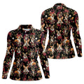 Cute Corgi Floral Hawaiian Pattern Polo Shirt, Womens Golf Polo, Funny Golf Shirt