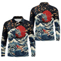 Japanese Dragon Koi Wave Hawaiian Golf Shirt, Mens Golf Apparel, Golf Polo Shirts For Men