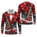 Tuxedo Tree Snowflakes Christmas Golf Shirt, Golf Shirts For Men, Mens Golf Apparel