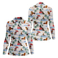 Tropical Dachshund Beach Pattern Hawaiian Golf Polo, Golf Tops For Women, Golfing Apparel