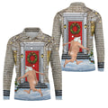 Men's Streaking Santa Doorbell Golf Shirt, Christmas Golf Shirt, Golf Apparel For Men