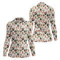 Christmas Sweets Pattern Women Golf Top, Cartoon Print Ladies Golf Polos, Christmas Golf Shirt, Golfing Apparel