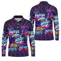 80s Retro Party Golf Shirt, Neon Synthwave Sunset Pattern, Golf Shirt For Men