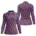 Cute Halloween Icon Pattern Golf Polo Shirt, Women's Golf Polo, Ladies Golf Shirts