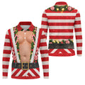 Candy Cane Santa Suit Christmas Golf Shirt, Mens Golf Shirts, Golf Apparel For Men