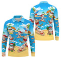 Santa Claus Surfing Summer Beach Party Golf Shirt, Xmas In July Mens Golf Polo, Christmas Golf Shirts