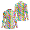 Pastel Easter Peeps Colorful Checkered Women Golf Top, Cute Golf Outfit, Ladies Golf Shirts