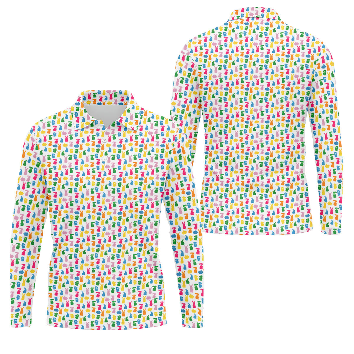 Bunny Hops Seamless Pattern Easter Golf Shirt, Golf Shirts For Men, Men's Funny Golf Shirts, Polo Shirts For Men