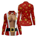 Santa Suit Gold Stars Christmas Golf Shirt, Women’s Golf Polo, Golf Tops For Women