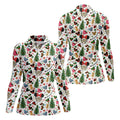 Christmas Cute Pattern Women Golf Top, Cartoon Print Ladies Golf Polos, Christmas Golf Shirt, Golfing Apparel