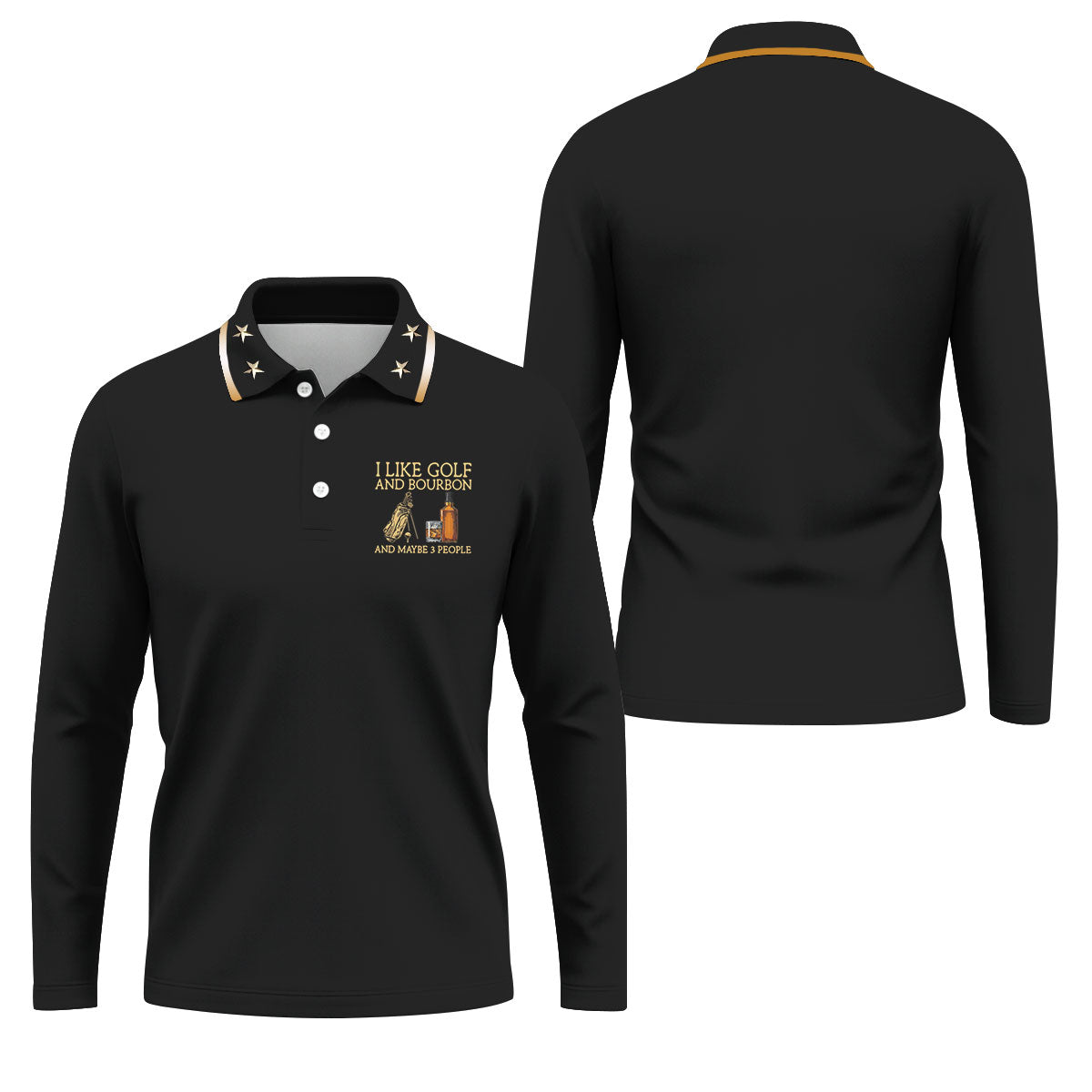 I Like Golf And Bourbon Black Golf Shirt, Golf And Whiskey Golf Shirts For Men, Men's Funny Golf Shirts