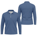 Blue Funny Middle Finger Golf Pattern Polo Shirt, Golf Polo Shirts For Men, Mens Golf Apparel