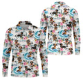 Cartoon Dachshund Tropical Theme Hawaiian Golf Shirt, Men's Golf Shirt, Polo Shirts For Men