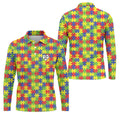 It's Okay To Be Different Autism Puzzle Golf Tops For Men, Autism Awareness Colors Golf Shirts For Men