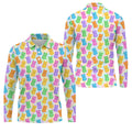 Pastel Easter Peeps Colorful Checkered Golf Shirts For Men, Cute Golf Outfit, Polo Shirts For Men
