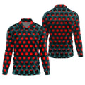3D Effect Circular Pattern Red Golf Shirt, Cool Golf Outfit, Men's Funny Golf Shirts, Polo Shirts For Men