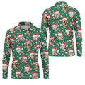 Custom Face Candy Cane Pattern Green Golf Shirt, Christmas Golf Shirt, Polo Shirts For Men, Golf Gift For Men