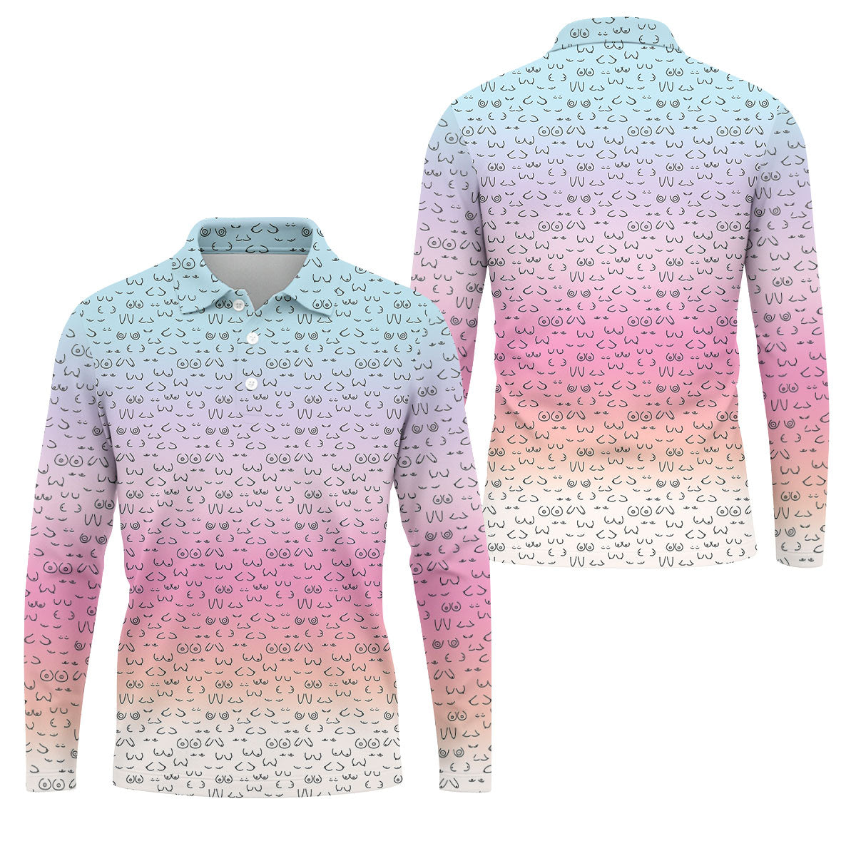 Funny Adult Humor Ombre Golf Shirt, Fun Men's Golf Polos, Polo Shirts For Men, Golf Gift For Him