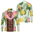 Tan Skin Tropical Muscle Chest Hawaiian Golf Polo Shirt, Golf Apparel For Men, Printed Golf Shirts