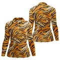 Tiger Stripe Pattern Hawaiian Golf Shirt, Fun Women's Golf Shirts, Ladies Golf Shirts