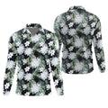 White Flower Tropical Hawaiian Vibe Golf Tops For Men, Golf Shirts For Men, Golf Gift For Men