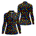 Accept Teach Understand Love Autism Awareness Colorful Handprint Black Golf Shirt, Women's Golf Tops
