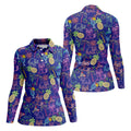 Neon Tropical Raccoon Cocktail Pattern Hawaiian Golf Shirt, Women's Golf Tops, Ladies Golf Shirts