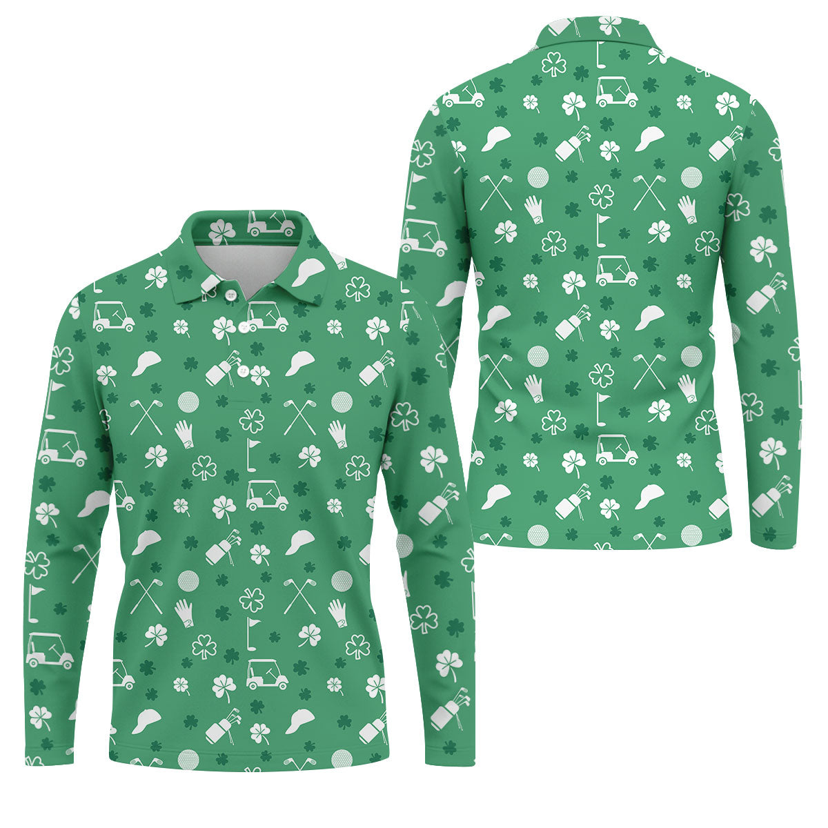Golf Items Seamless Pattern St. Patrick’s Day Shamrock Golf Shirt, Polo Shirts For Men, Golf Shirts For Men