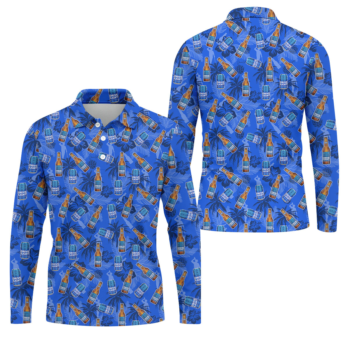 Drive Light Golf And Beer Tropical Pattern Fun Golf Shirt, Golf Tops For Men, Golf Shirts For Men