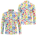Autism Ribbon Colorful Puzzle Pieces Handprints Golf Tops For Men, Polo Shirts For Men, Golf Shirts For Men