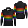 Pride Rainbow Flag Retro Golf Shirt, LGBTQ Month Polo Shirts For Men, Golf Shirts For Men